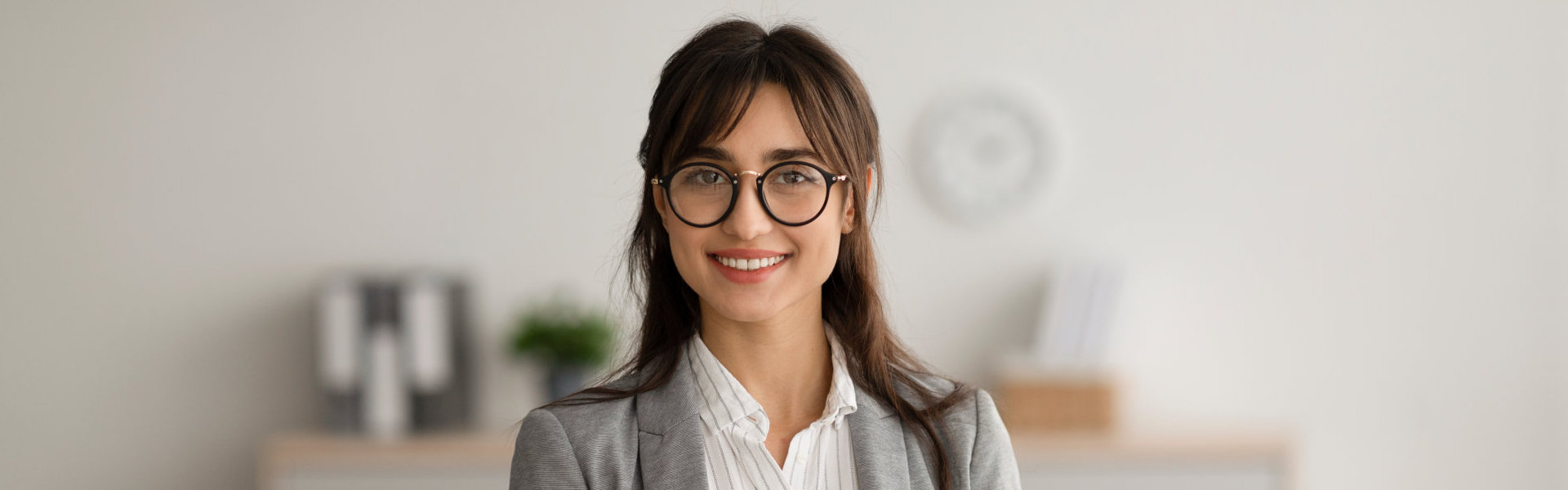 smiling woman with glasses